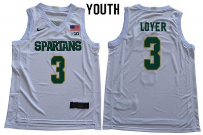 Youth Michigan State Spartans NCAA #3 Foster Loyer White Authentic Nike Stitched College Basketball Jersey XO32F52QO
